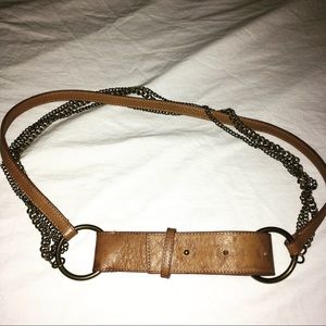 Genuine leather belt with chain